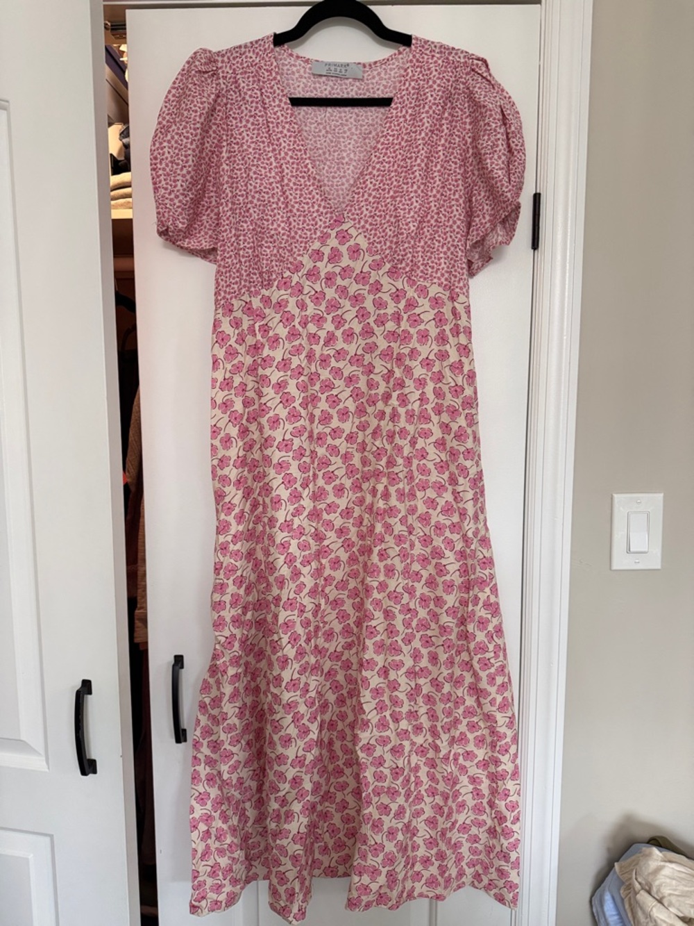 Primark Pink Floral Panel Midi Dress